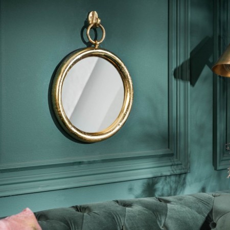 Eleganter Wandspiegel PORTRAIT 37cm gold rund inkl....