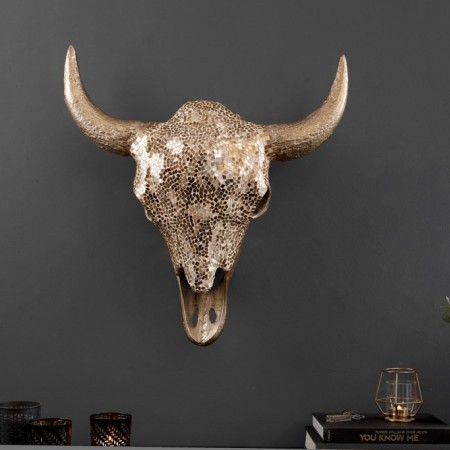  Tête de taureau élégante MATADOR 56cm or avec mosaïque...