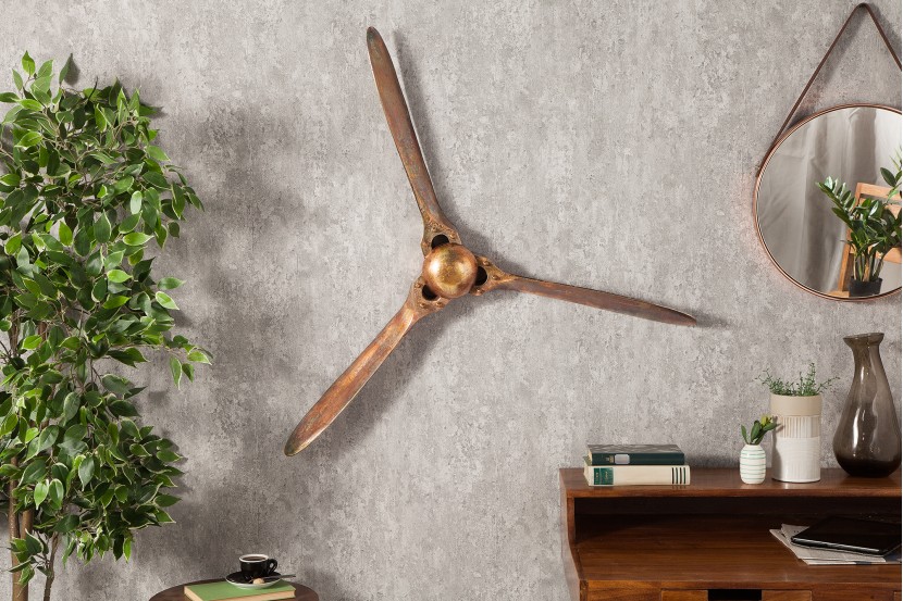 Hélice d'avion pour décoration murale en aluminium cuivré - 60 cm