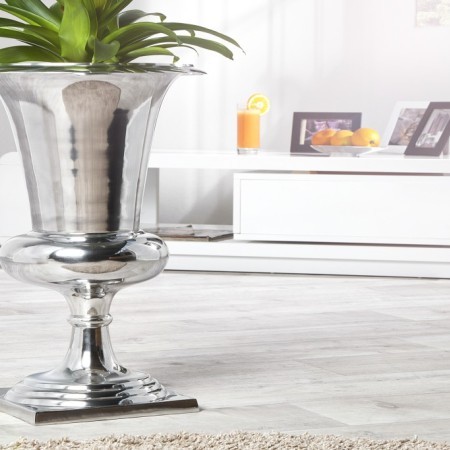 Design Vase GOAL 75cm silber Pflanzen Pokal Aluminium 