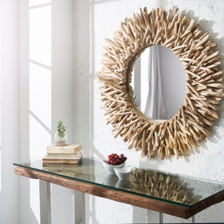  Handgearbeiteter Teakholz Spiegel RIVERSIDE 80cm natur...
