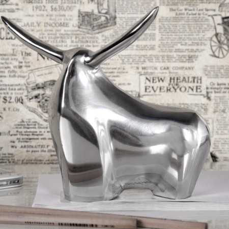  Figure de taureau moderne BIG BULL argent aluminium...