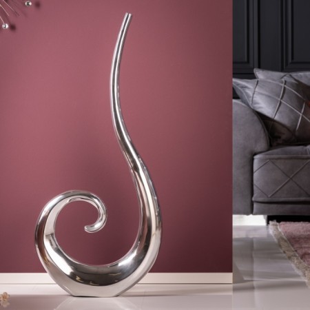Moderne Vase WAVE XL 106cm silber Aluminium poliert...