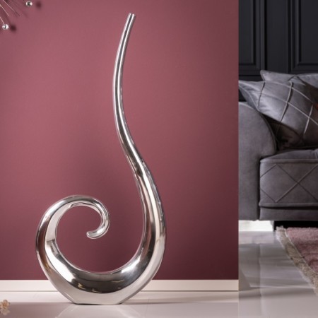 Vase moderne WAVE XL 106cm argenté aluminium poli Décoration