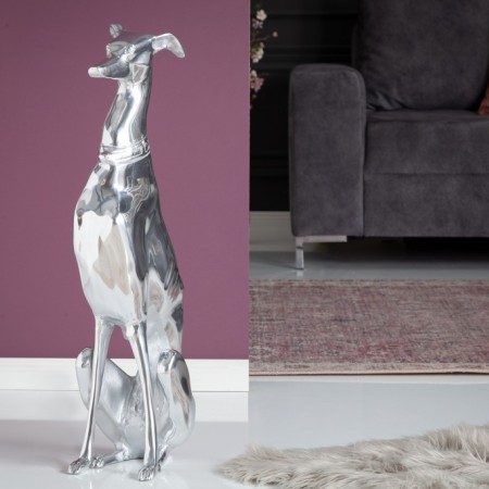 Elegante Windhund Skulptur GREYHOUND 70cm Aluminium...