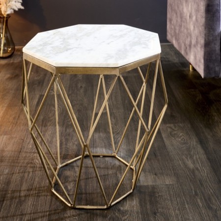 Abstrakter Beistelltisch DIAMOND 50cm weiÃ Marmor...