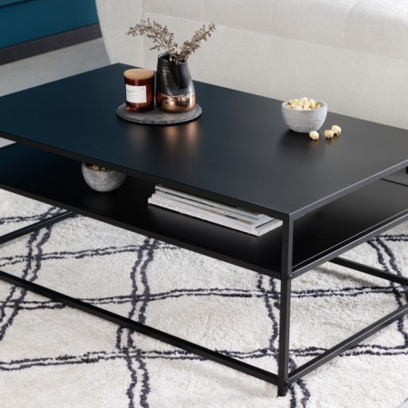 Industrial Couchtisch DURA STEEL 100cm schwarz Metall mit...