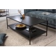 Industrial Table basse SLIM LINE 120cm frêne noir avec deux étagères