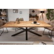 Table de salle à manger industrielle massive GALAXIE 160cm piètement en bois de manguier en forme d'