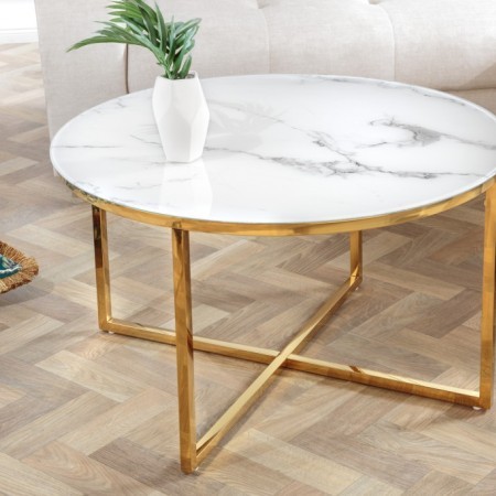 Eleganter Couchtisch BOUTIQUE 80cm weiÃ rund...