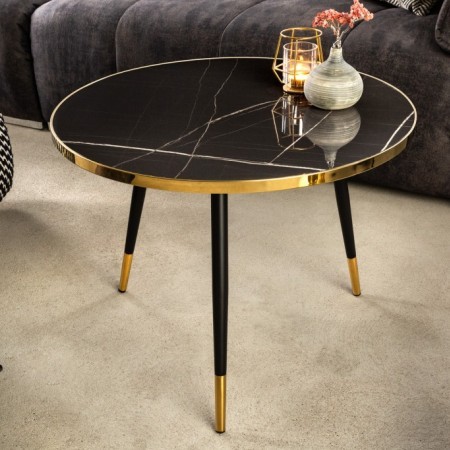 Retro Couchtisch PARIS 60cm anthrazit Kristallglas mit...