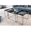 Modernes Couchtisch 3er Set ELEMENTS 75cm schwarz Stahl abnehmbares Tablett
