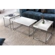 Modernes Couchtisch 3er Set ELEMENTS 75cm weiÃ Chrom abnehmbares Tablett