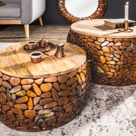 Set de 2 tables basses artisanales STONE MOSAIC 65cm...