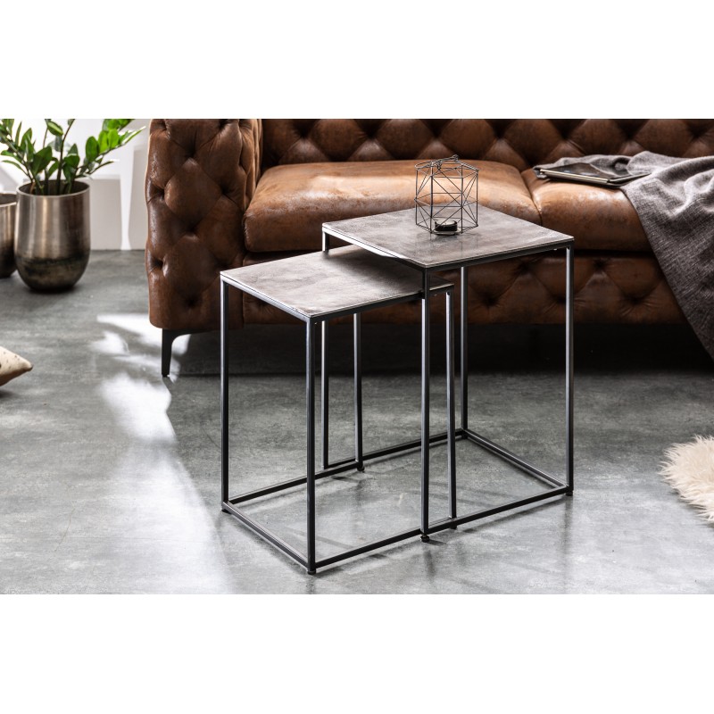 H&S Bijzettafeltjes set 2x - zwart/naturel - D40 x H50/D30 x H40 cm | Leen Bakker