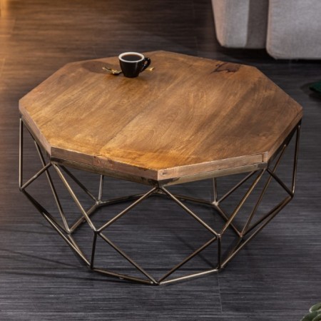 Eleganter Couchtisch DIAMOND 70cm natur messing Mangoholz