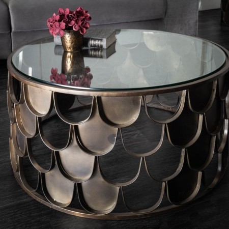 Industrial Couchtisch ABSTRACT 60cm antik Messing im...