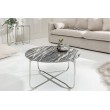 Table basse artisanale NOBLE 62cm gris plateau de marbre amovible