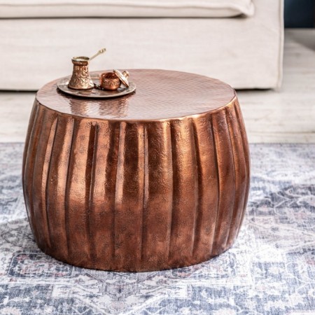 Table basse artisanale MARRAKESCH 55cm cuivre avec design...