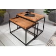 Industrial 2er Set Couchtisch ELEMENTS 60cm Eiche natur abnehmbares Tablett