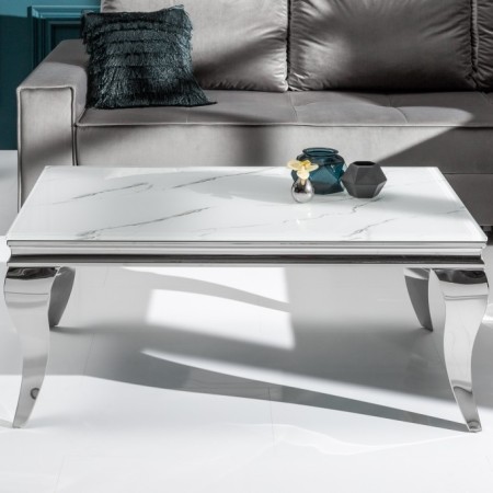 Eleganter Couchtisch MODERN BAROCK 100cm Glasplatte in...