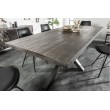 Table de salle à manger industrielle massive GALAXIE 200cm gris châssis en forme d'étoile en bois de