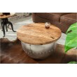 Table basse design DRUMP STORAGE 68cm natural bois de manguier industriel