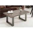Table basse design IRON CRAFT 100cm bois de manguier gris design industriel
