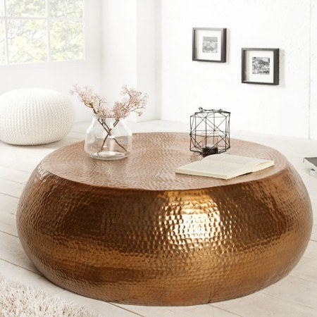 Table basse artisanale ORIENT 80cm cuivre au design...