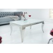  Elégante table basse MODERN BAROCK 100cm argentée avec verre opalin blanc 