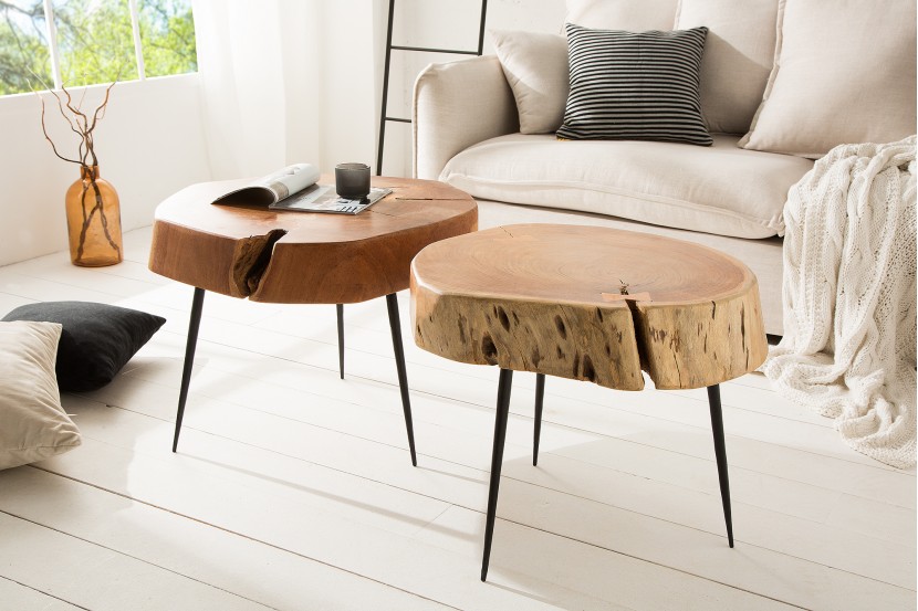 Table basse en tronc d'arbre massif GOA 60cm Acacia Industrial Design