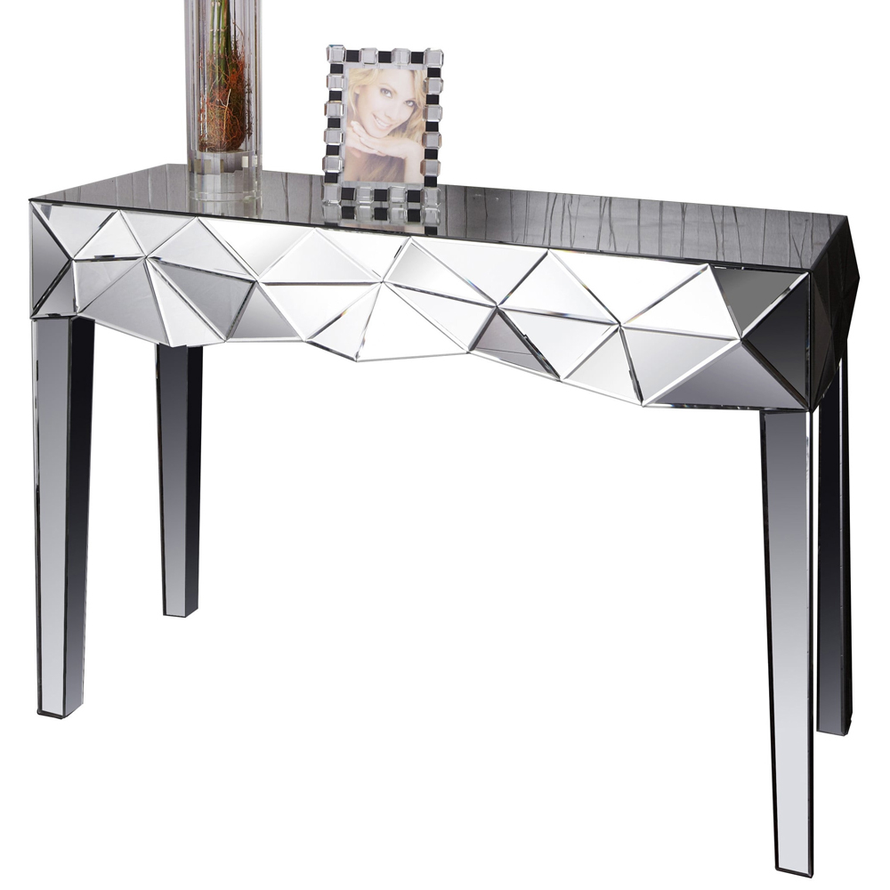 Table Console Murale Miroir En Verre Palazzo INT - Demi-cercle Glamour - Finition Laiton Antique